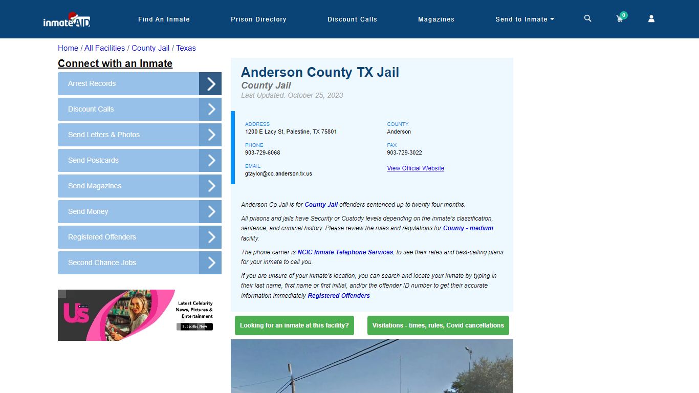 Anderson County TX Jail - Inmate Locator - Palestine, TX